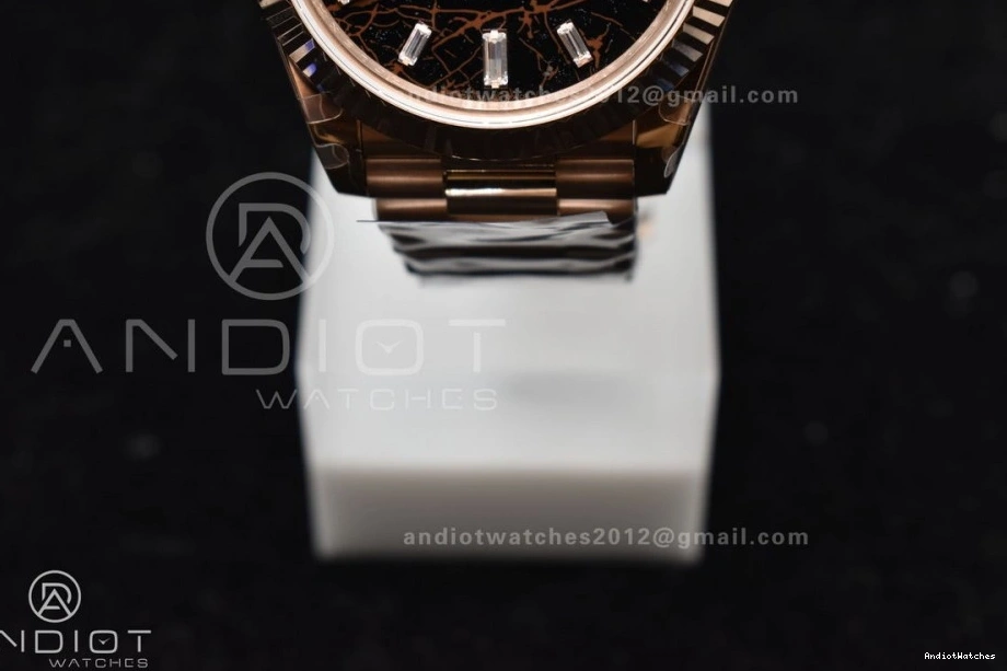 A Bracelet Bright Meteorite GMF Steel 904L On RG Crystal Markers DayDate 40 Dial President 706 1102